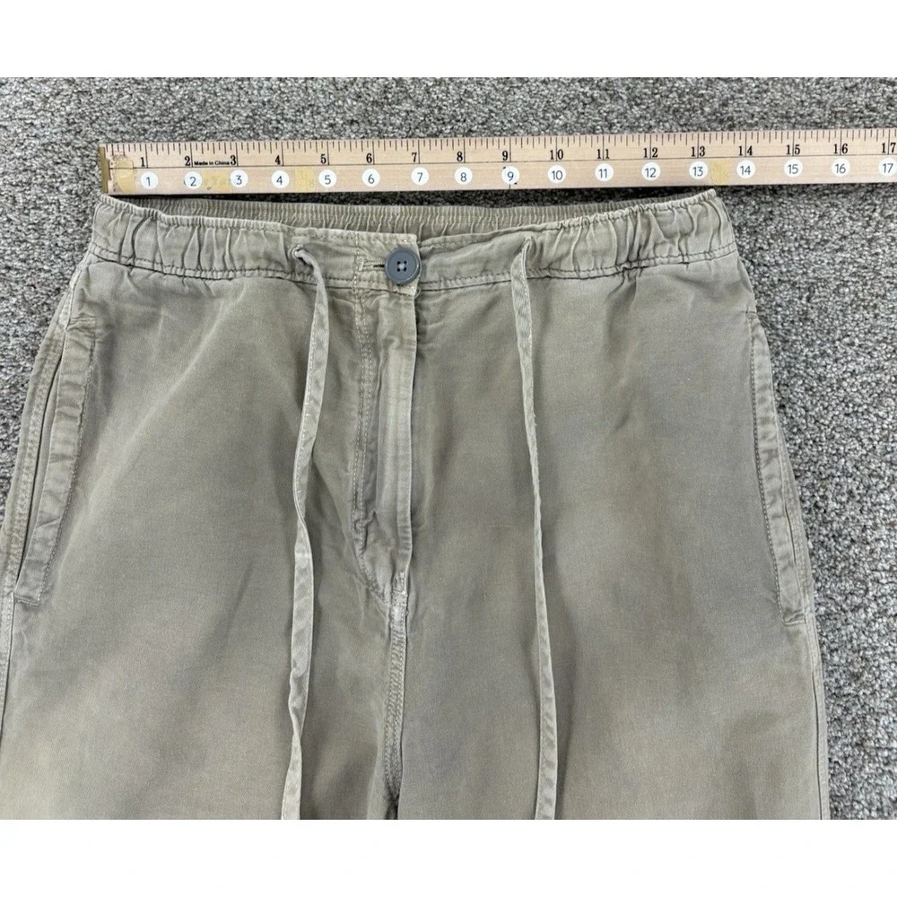 Zara Wide Leg Linen Cotton High Rise‎ Chino Women's Small Neutral Khaki Minimal